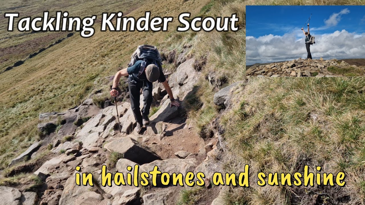 Tackling kinder scout in hailstones and sunshine