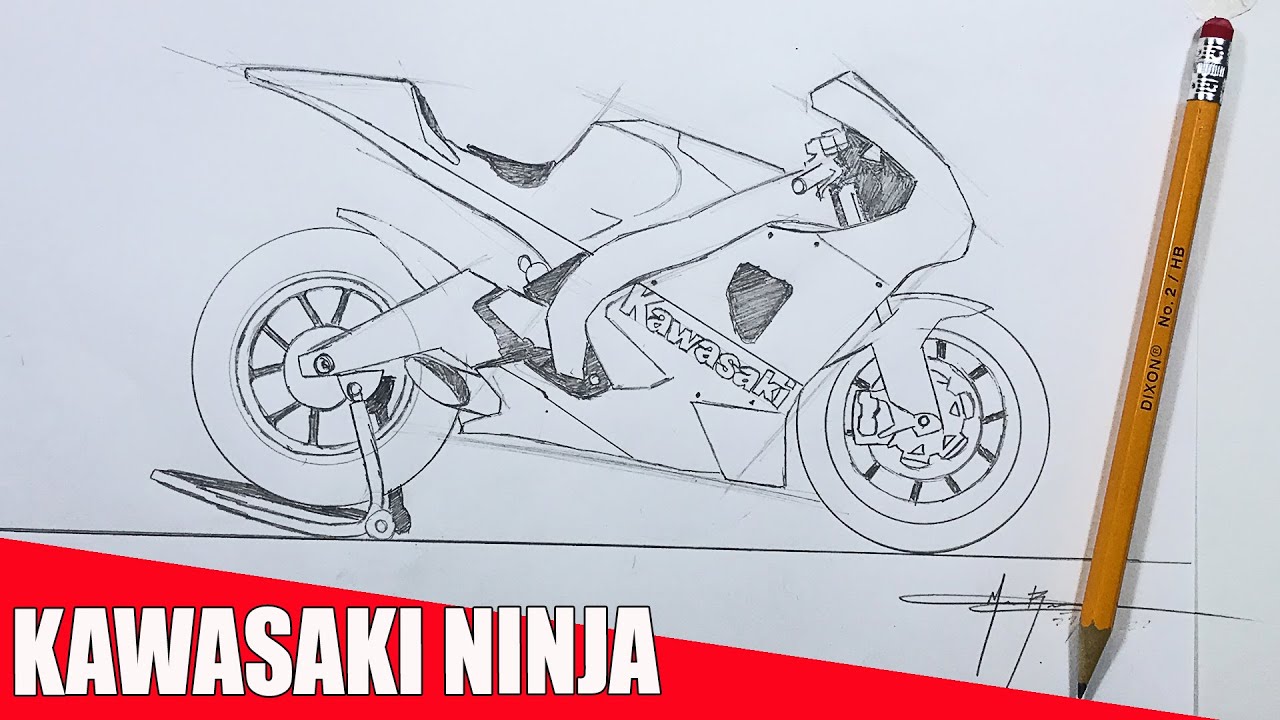COMO DIBUJAR UNA MOTO A LAPIZ ( KAWASAKI NINJA )