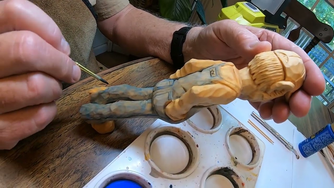 Blocking a Carving without a band saw--PAINTING The Farmer Part 10