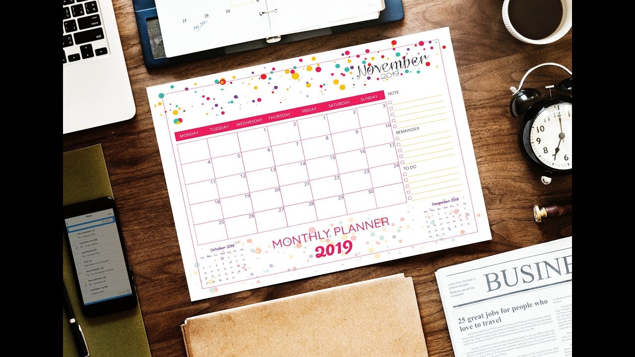How to Create wall Calendar in Illustrator | Desk Calendar Design 2019 |