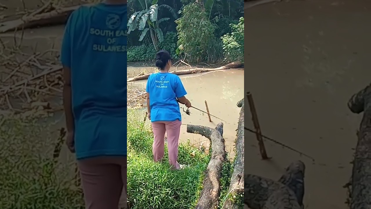 LADY ANGLER part 1 #ikan #mancing #mancingmania #empang #shorts
