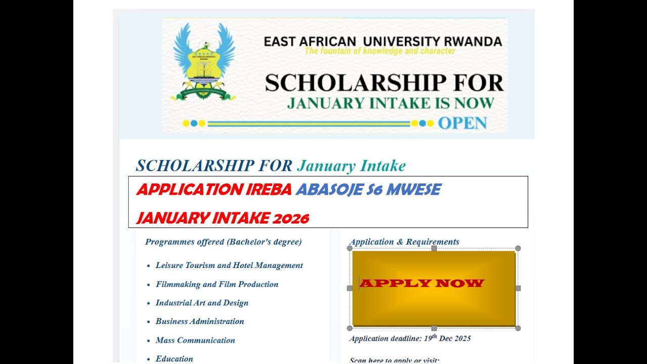 EAUR UNIVERSITY APPLICATION #0787126902  JANUARY INTAKE 2026 || APPLICATION IS NOW OPEN #0787126902
