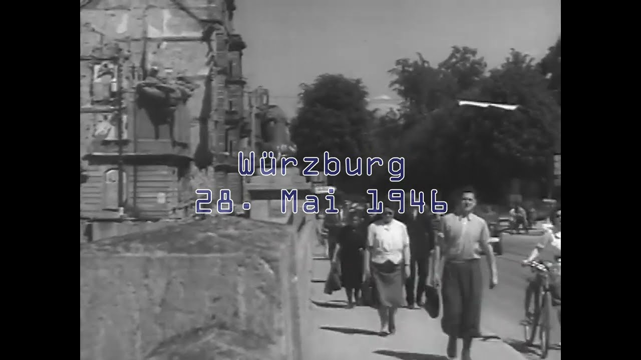 Würzburg 1946 - Wiederaufbau und Nachkriegszeit - Dampfkran am Main
