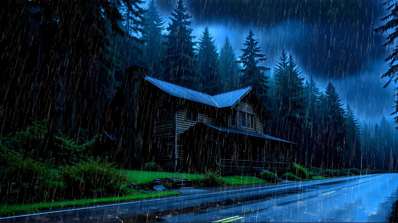 Instant Calm 🌙 Cozy Rain & Thunderstorm in the Forest Cabin #2