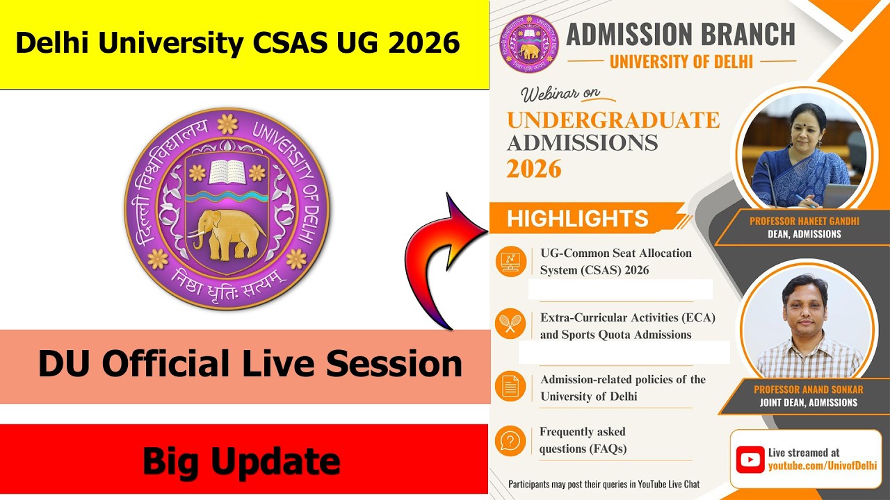 Delhi University CSAS UG 2026 Official Live Session By Haneet Mam & Anand sir | DU Official Live
