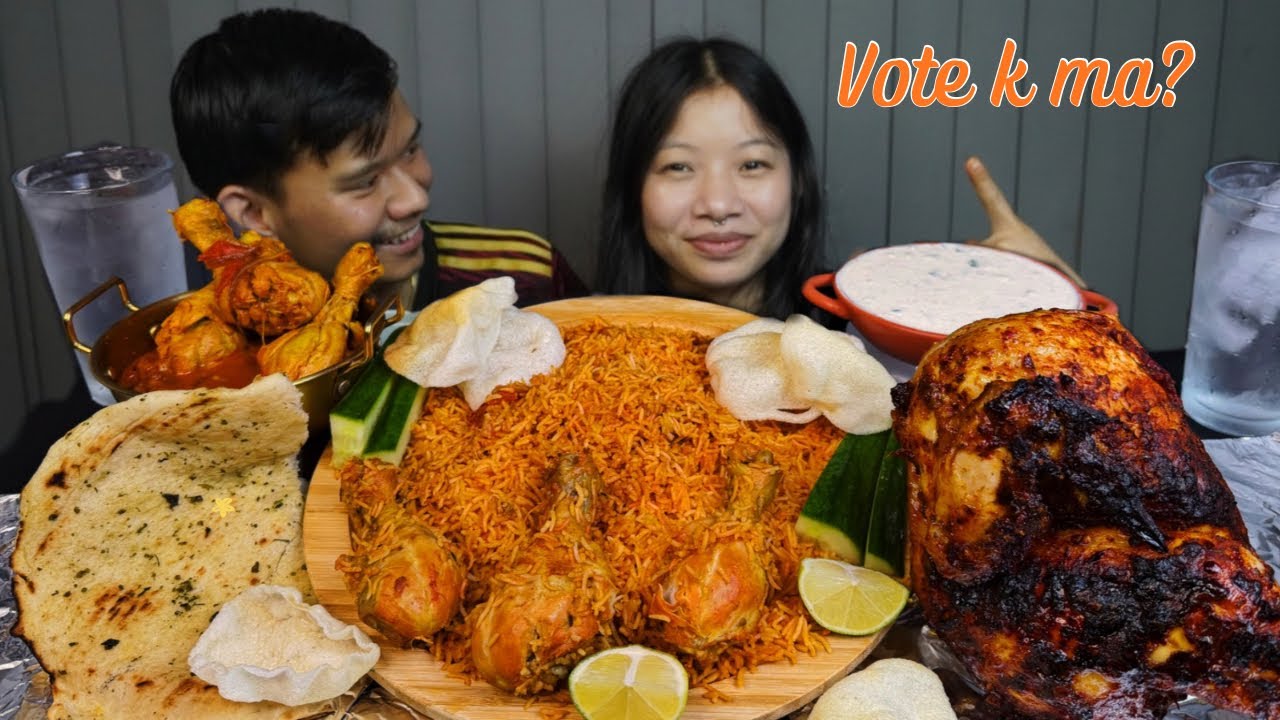CHICKEN BIRYANI , NAAN AND HALF PERI PERI CHICKEN MUKBANG🍗😋 #mukbang #yanieats #mukbanginternational