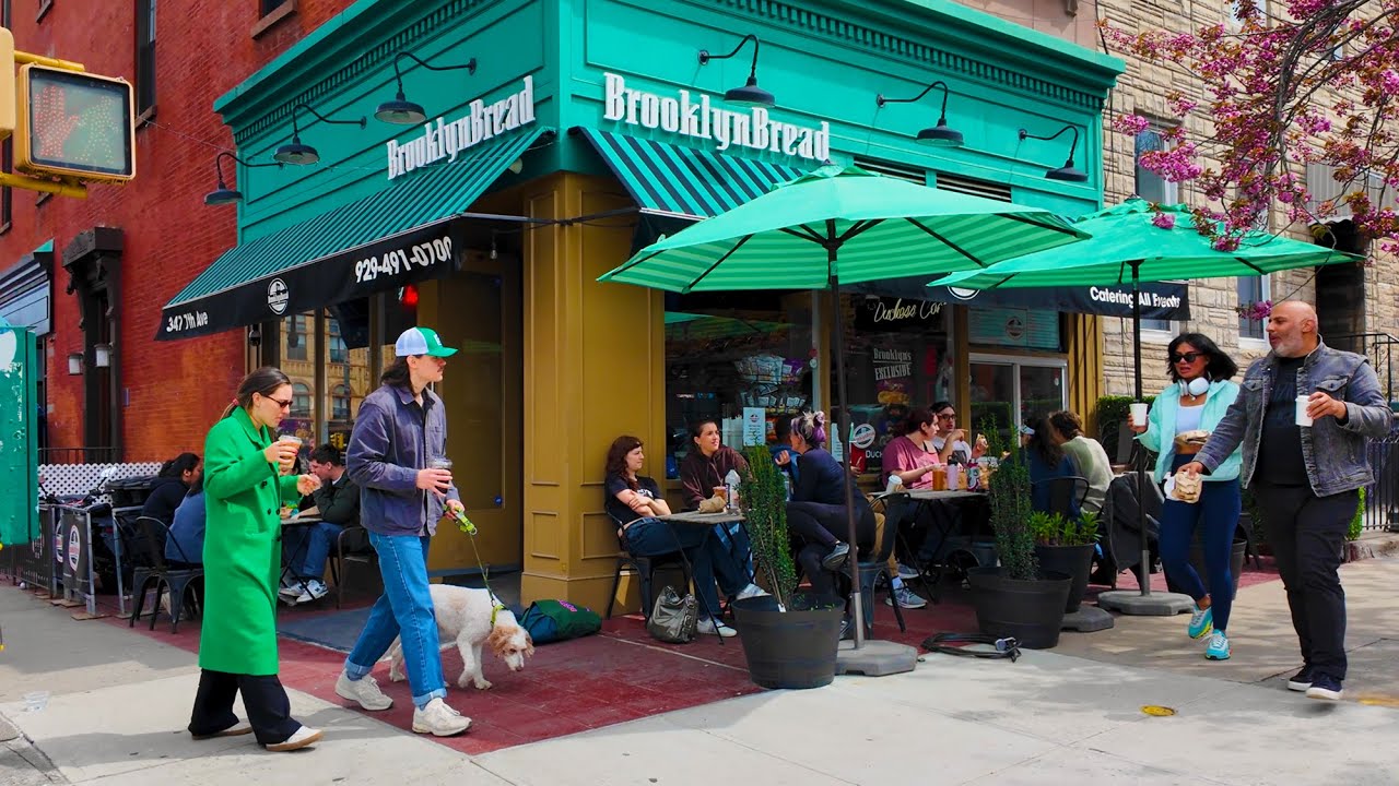 NYC [4K]🗽The coolest street in NYC – 5th Ave, Park Slope, Brooklyn🌷☕️🌸 Botanical Garden