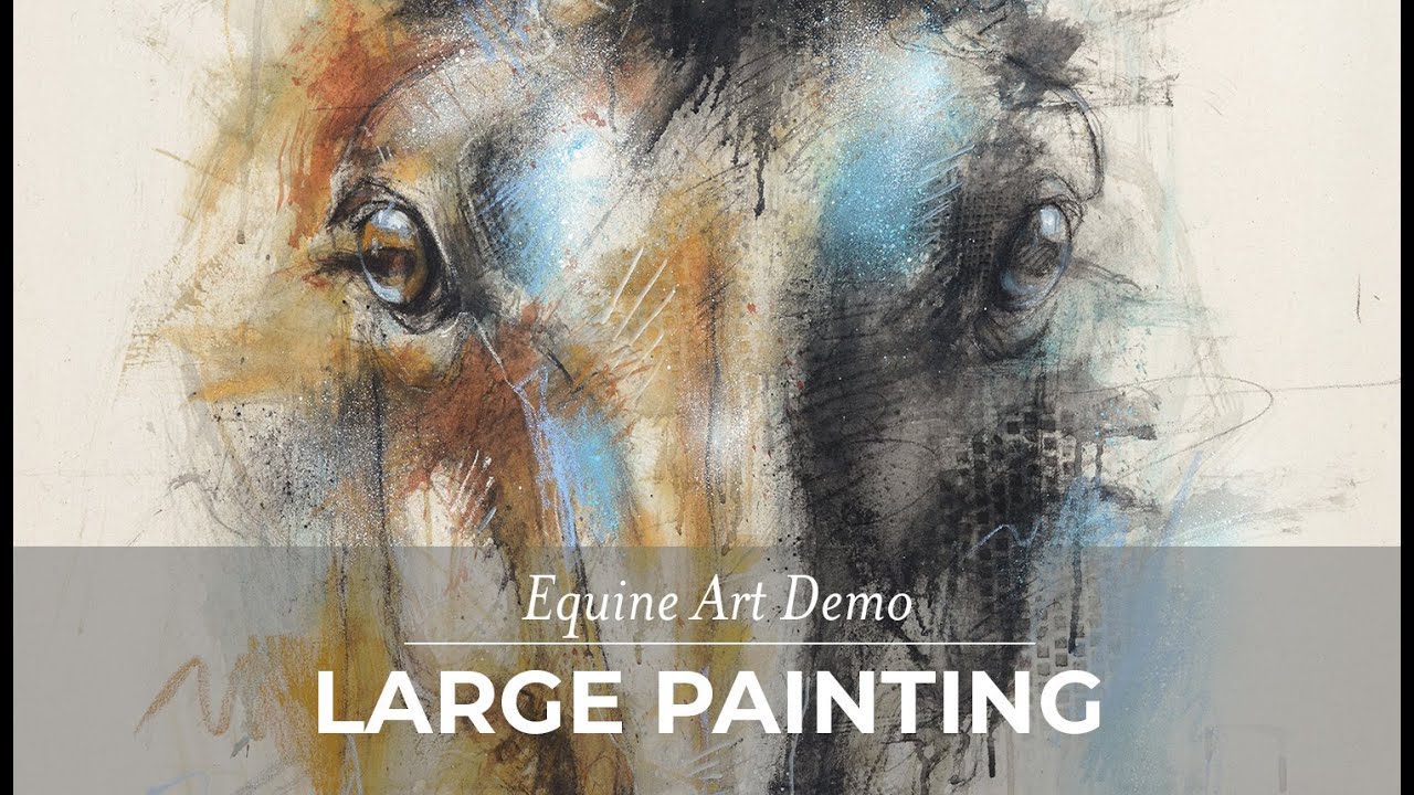 Horse Head Painting Demo in Mixed Media on large canvas
