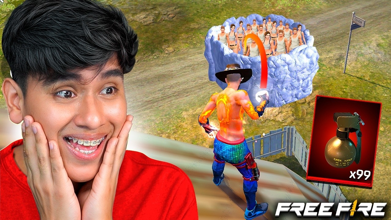 100 PERSONAS vs 1 GRANADA ¿Qué pasa?😱💣(Free Fire)
