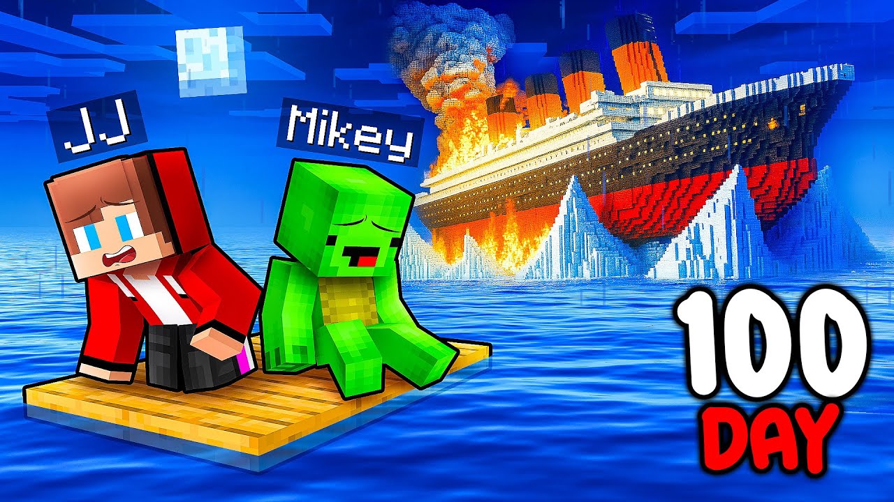 JJ and Mikey Survive 100 DAYS After CRUISE SHIP CRASH in Minecraft - Maizen