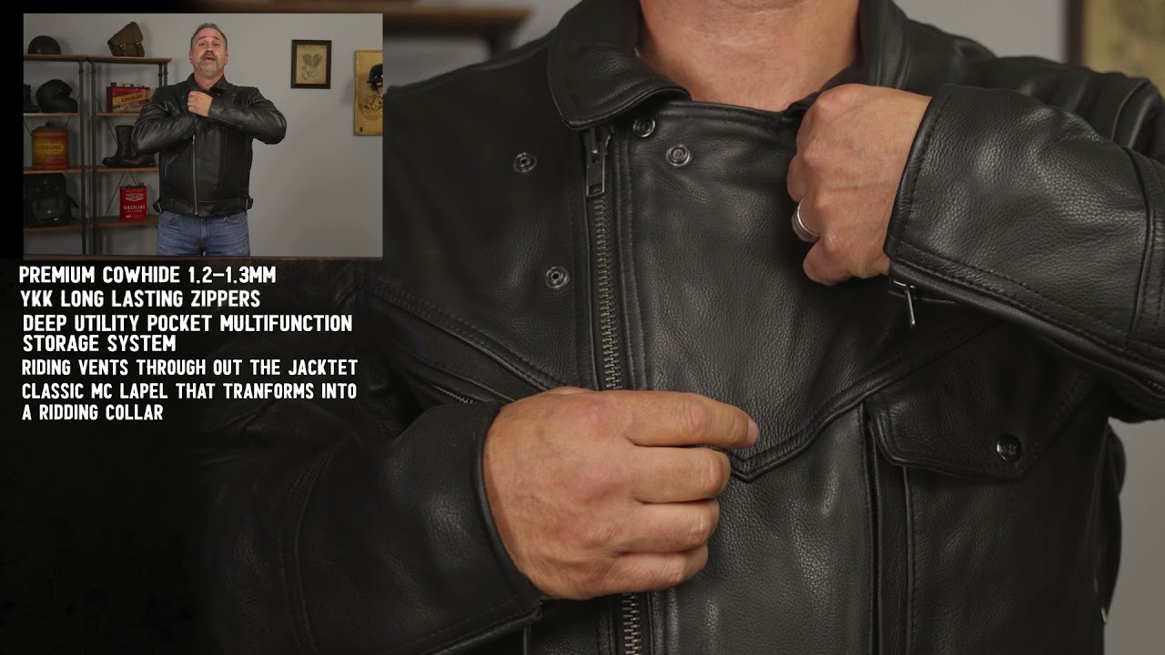 Milwaukee Leather MLM1570 Men’s Black Naked Cowhide Leather Utility Pocket MC Jacket