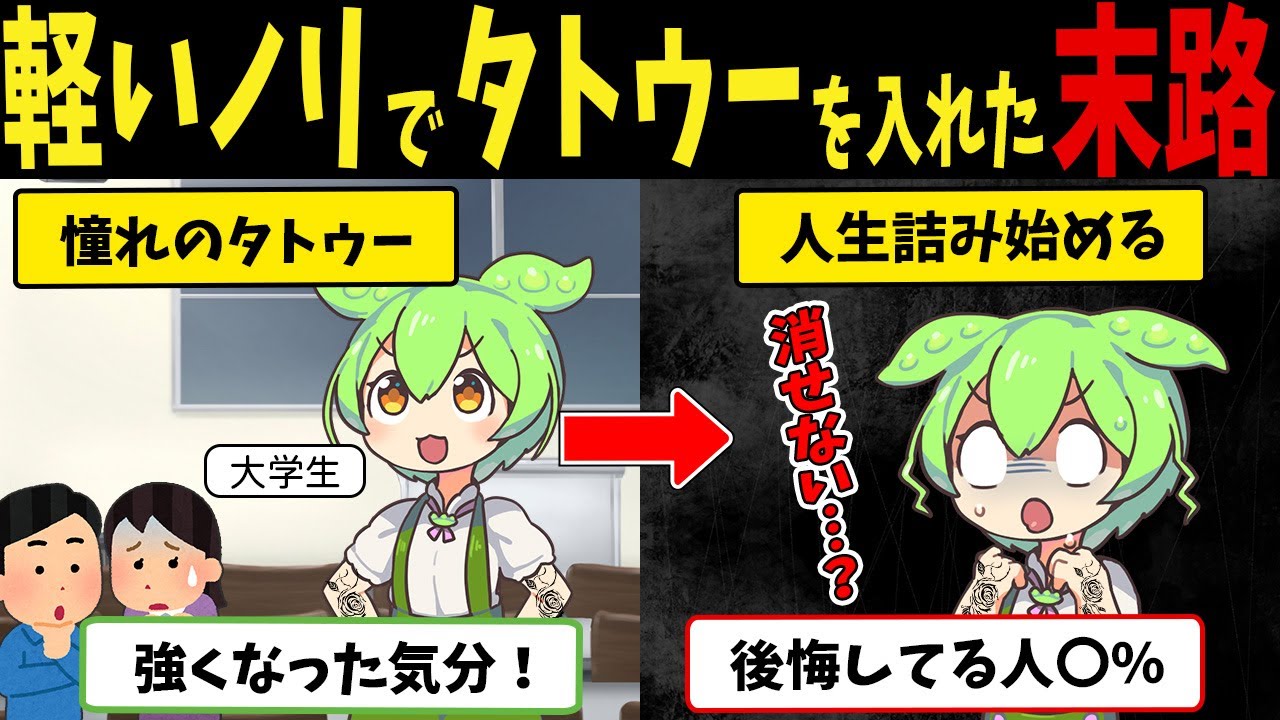 【後悔の連続】軽いノリでタトゥーを入れたずんだもんの末路【ずんだもん闇解説】