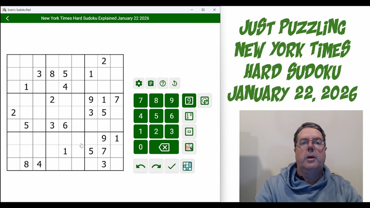 New York Times Hard Sudoku January 22 2026