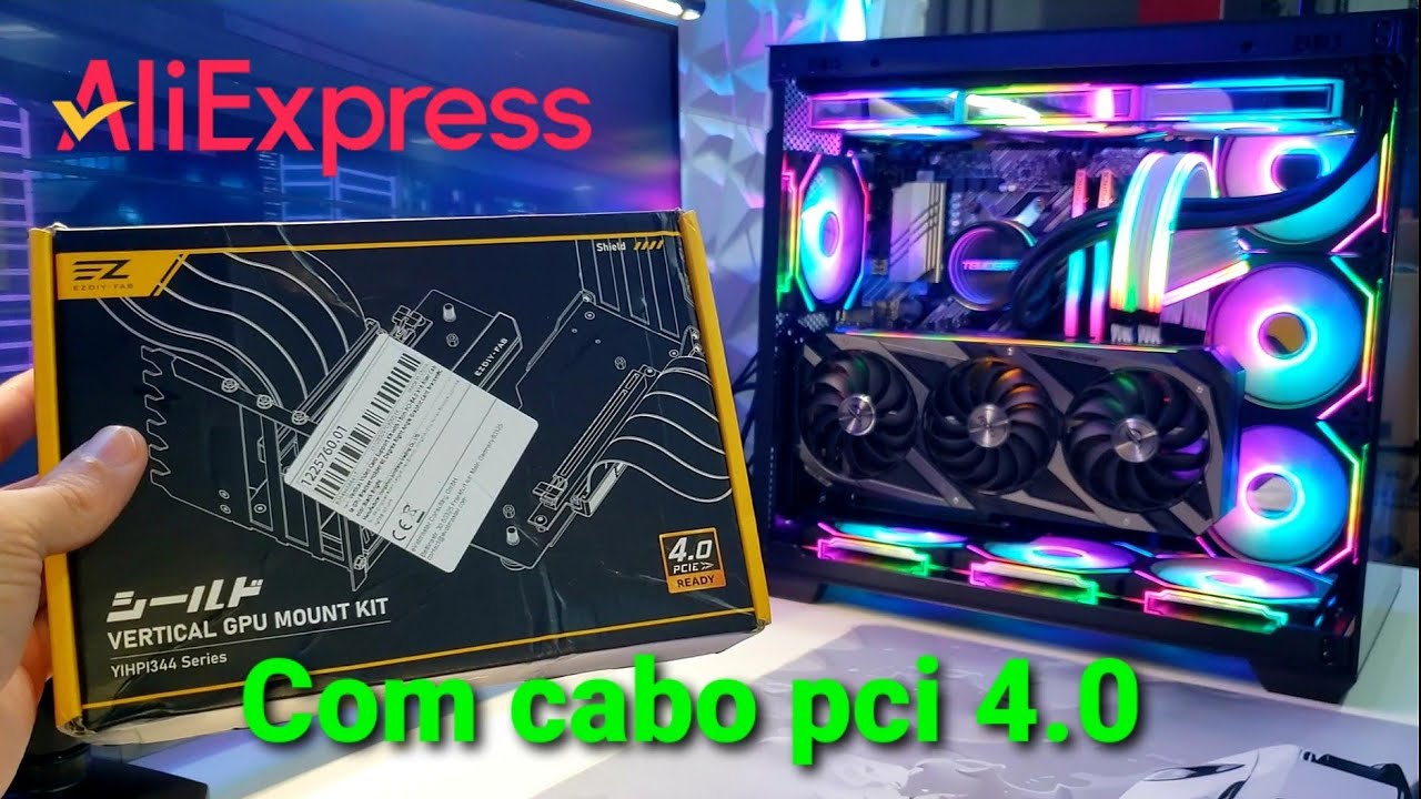 Suporte para instalar a placa de vídeo na vertical com cabo pci 4.0 