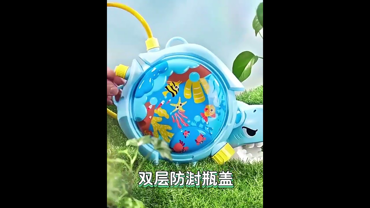 KB040613 Shark backpack kids outdoor game beach spray watergun electric