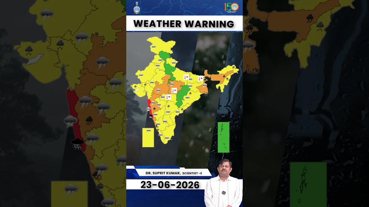 Weather Warning for 23rd June, 2026  #southwestmonsoon #shortvideo #shorts #youtubeshorts