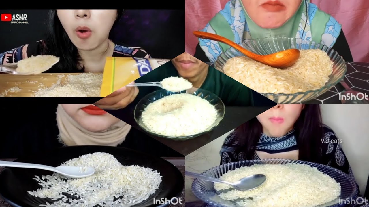 ASMR RAW RICE EATING || compilation makan baras mental basmati 