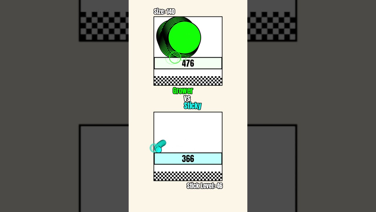 Growing Ball VS Sticky Ball