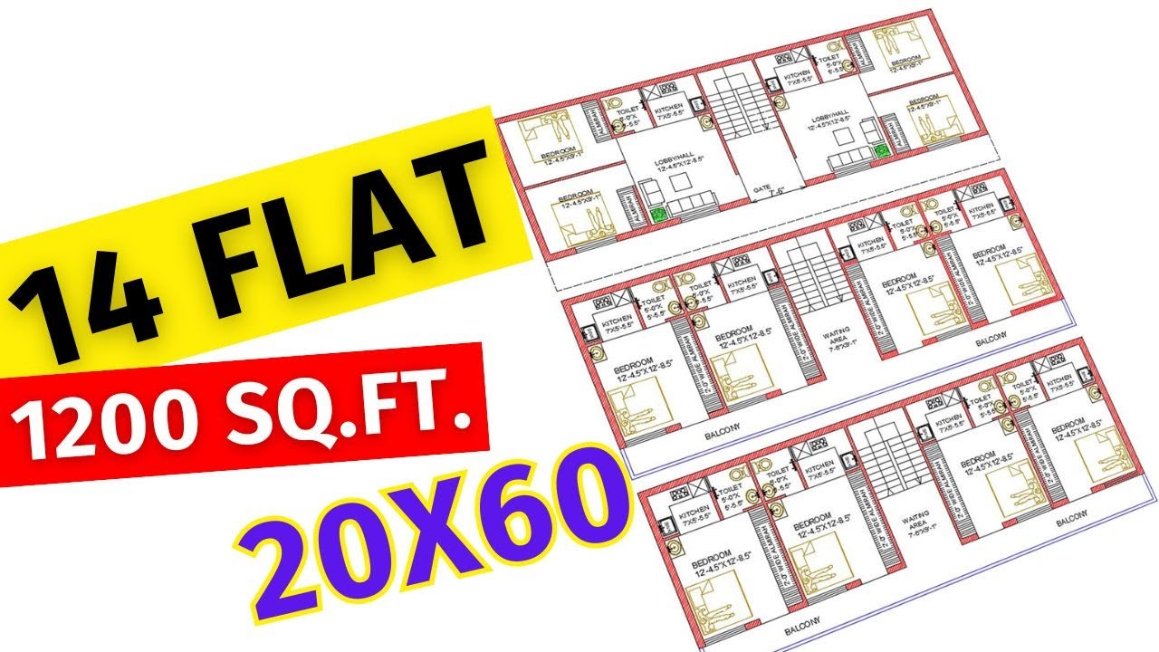 20*60 house plan for rent purpose | 2BHK Flat | 1RK Rent house design | G+2 Rental House design Plan