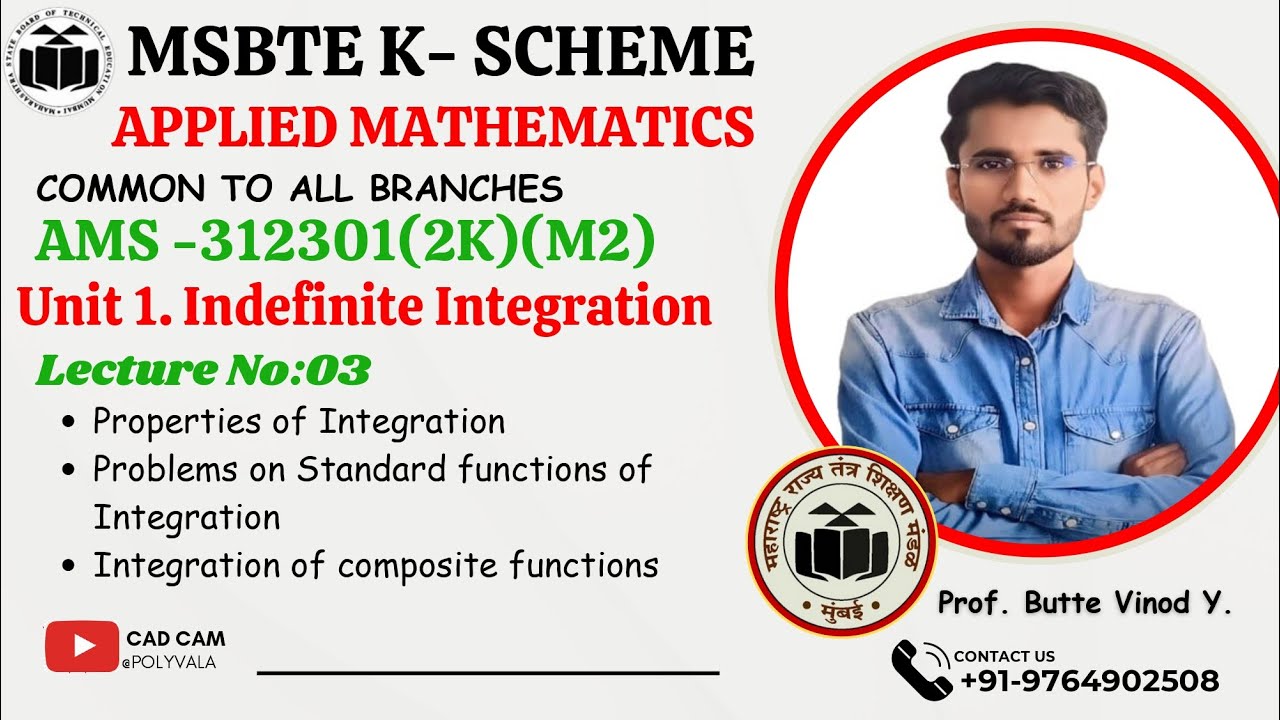MSBTE AMS (M2) Unit - I Indefinite Integration(lecture No 03)