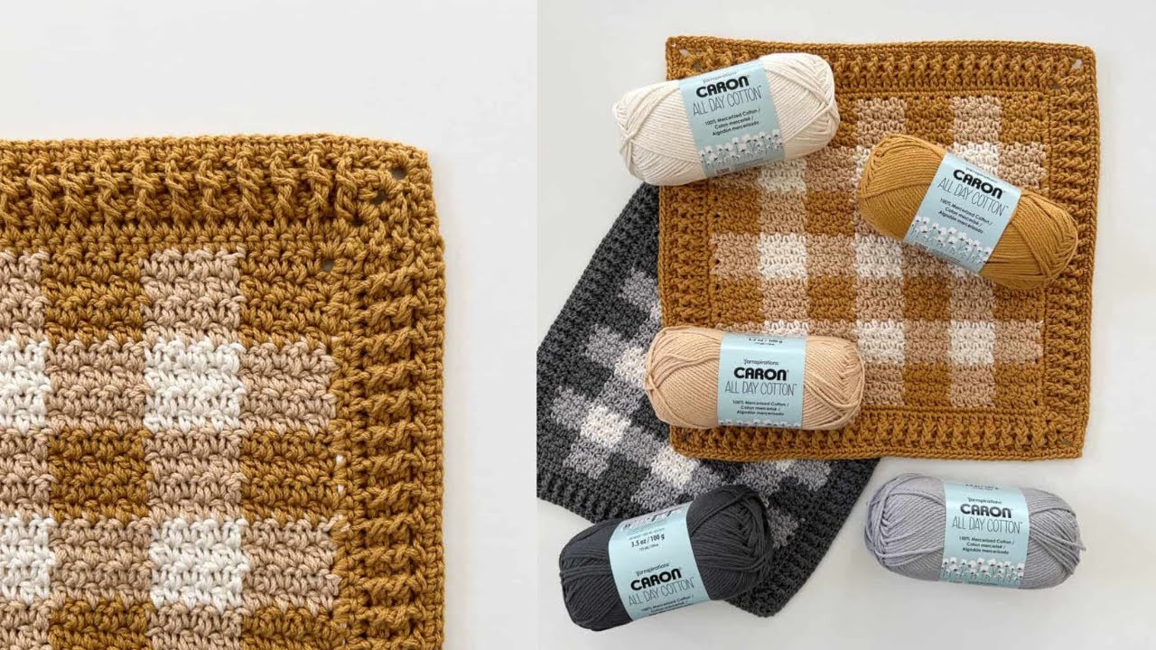 How to Crochet the Griddle Stitch Gingham Washcloth
