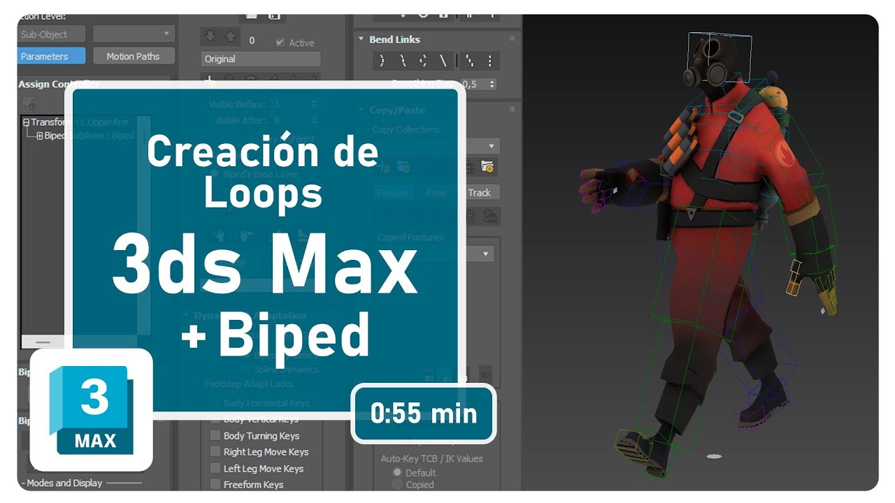 Activa IN PLACE MODE para ajustar un LOOP en animaciones con 3DSMAX y CHARACTER STUDIO ( BIPED )