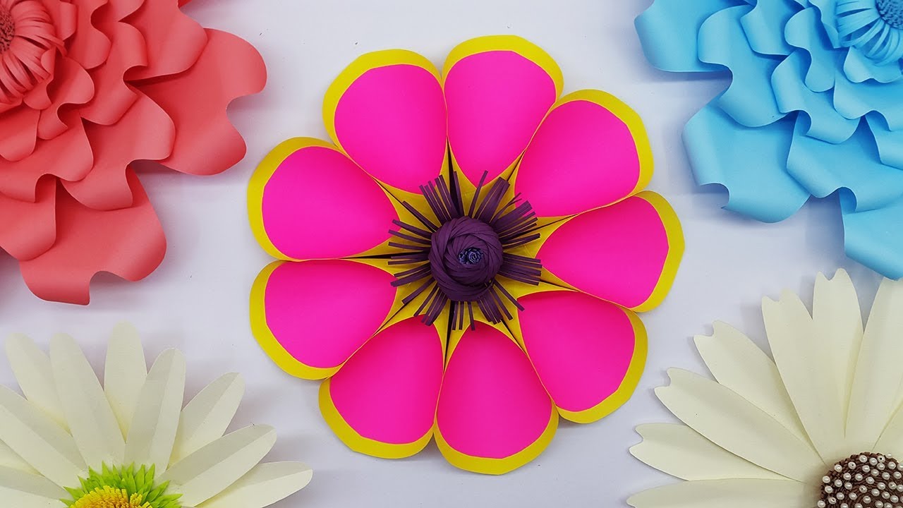 Beautiful Giant Paper Flowers Tutorial | Paper Flower Backdrop | Paper Craft