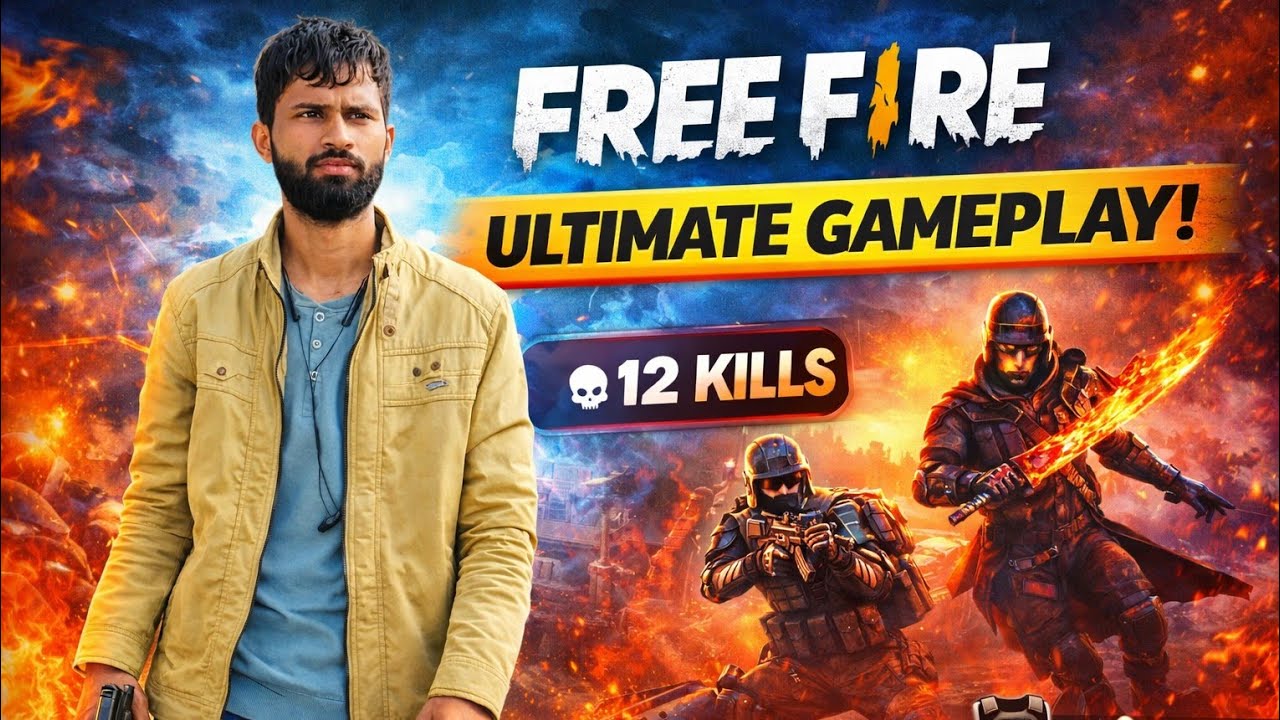 FREE FIRE 🔥 12 KILLS OP GAMEPLAY | Ultimate Booyah Match 😱