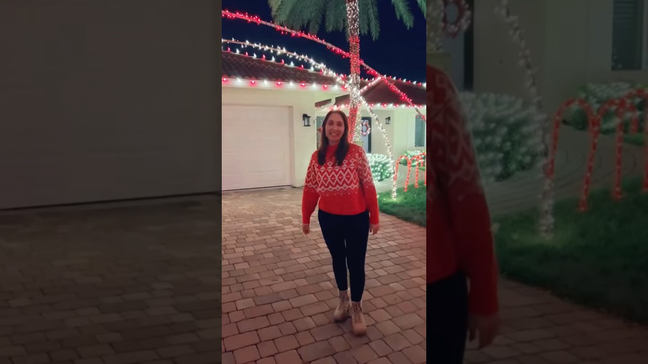 Our driveway Christmas arches are done #christmas2024 #christmaslights #candycane #floridachristmas