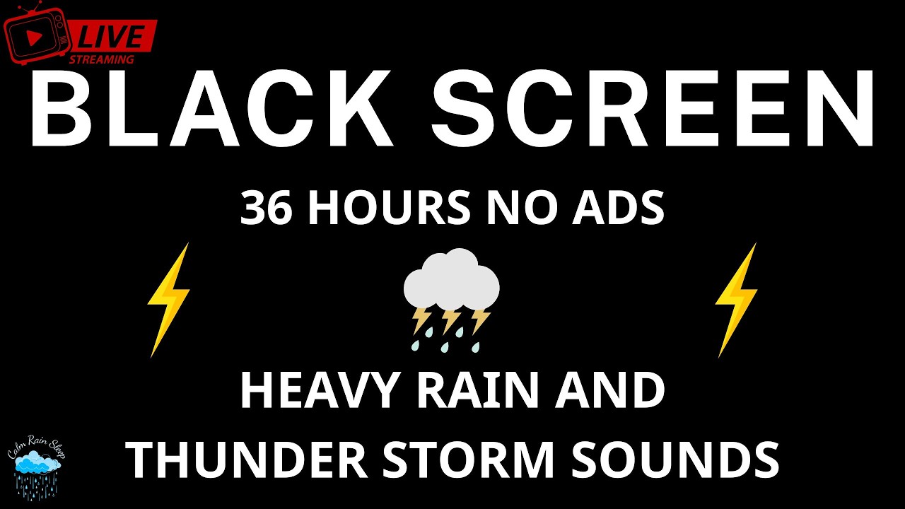 🔴 Heavy Rain and Thunder Sounds for Sleeping - Black Screen | Sleep Soundscape for Relaxation & Calm