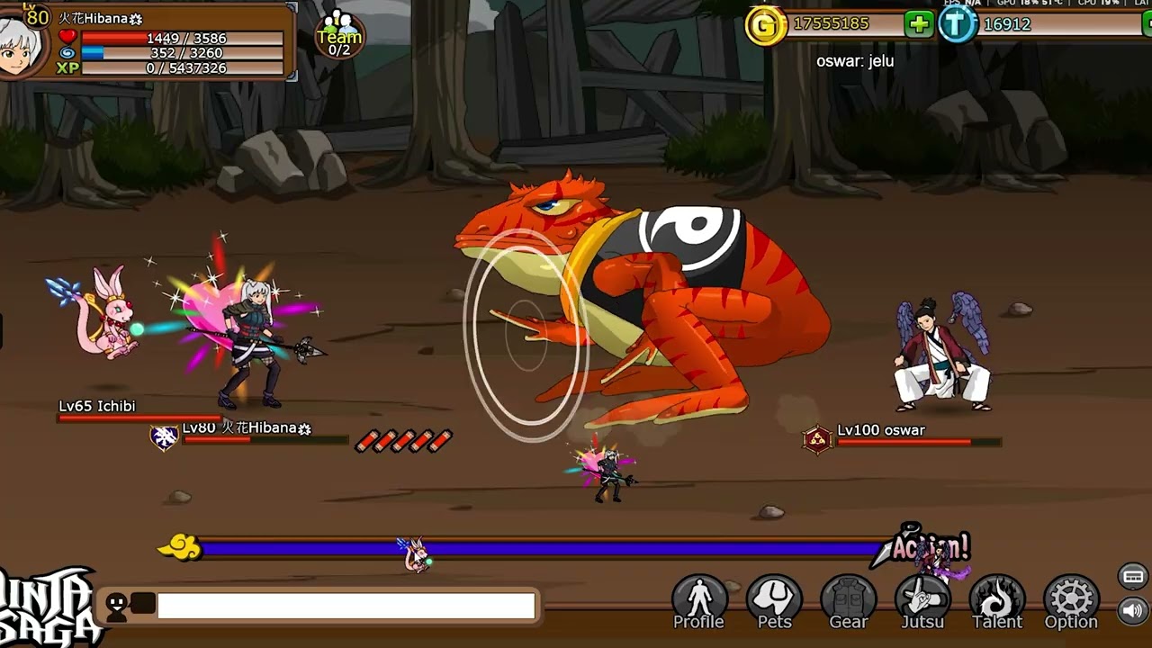 Ninja Saga PvP 2026: Hibana (Lv 80) vs Lv 100 Players