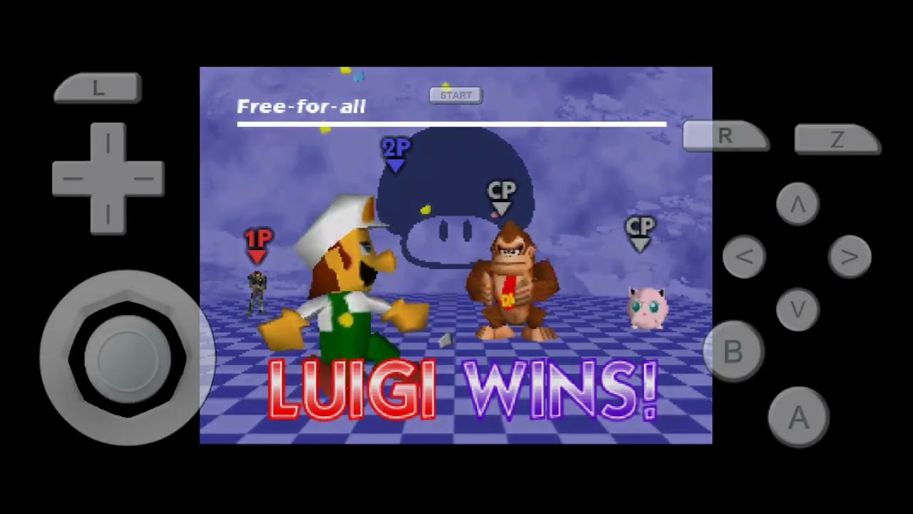 A continuación de smash 64 parte 2 pero todos vs todos 