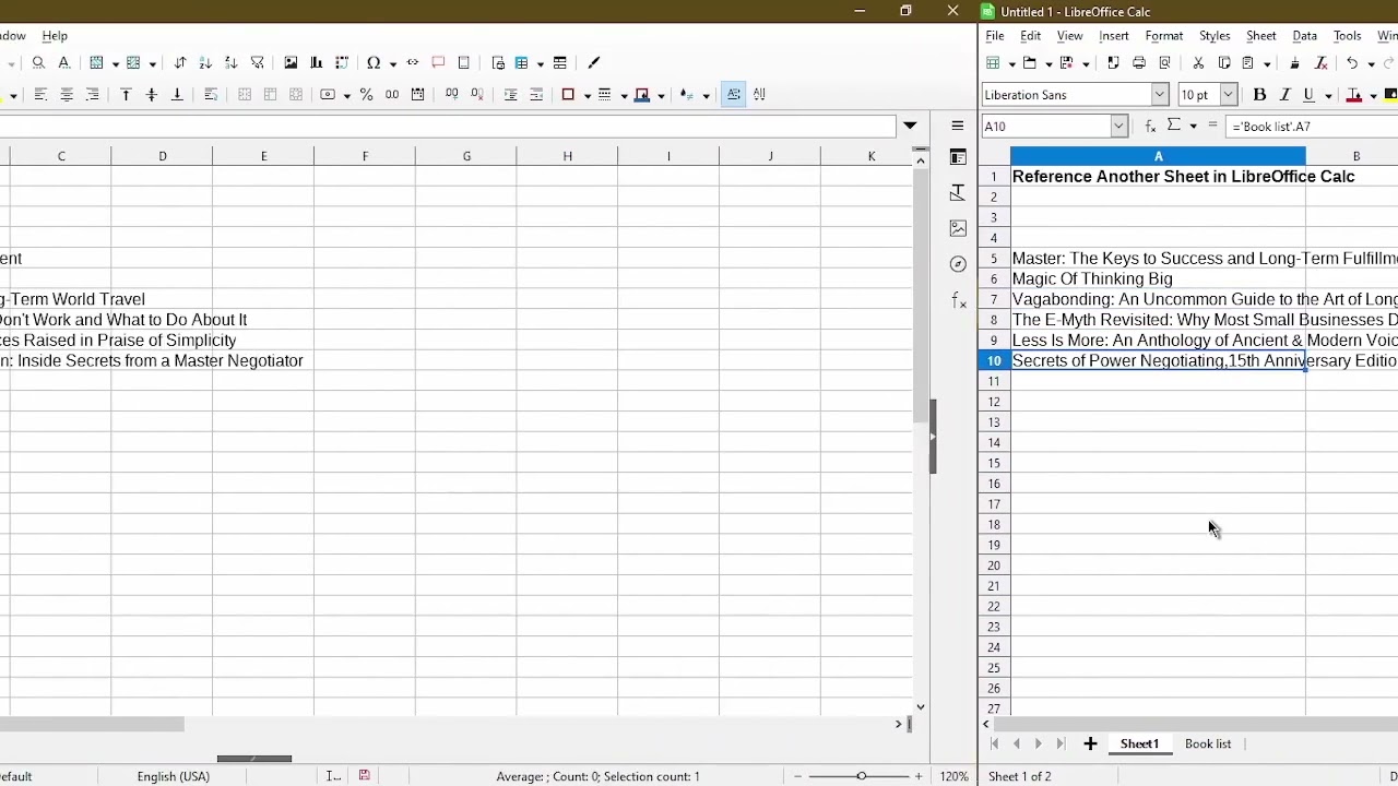 Как сделать ссылку на другой лист в LibreOffice Calc