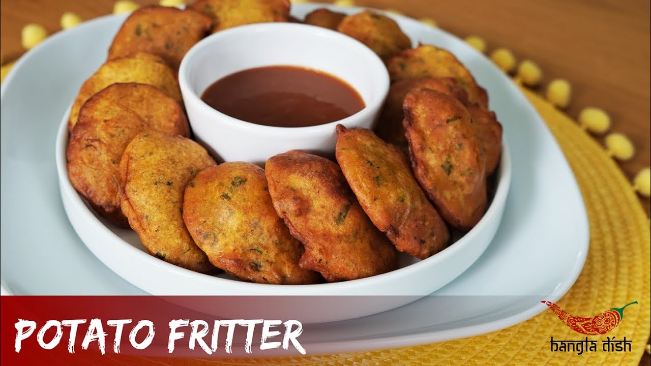 CRISPY POTATO FRITTER | BATTERED POTATO PAKODA | DEEP FRIED SLICED POTATO PAKORA | VEGAN FRITTER