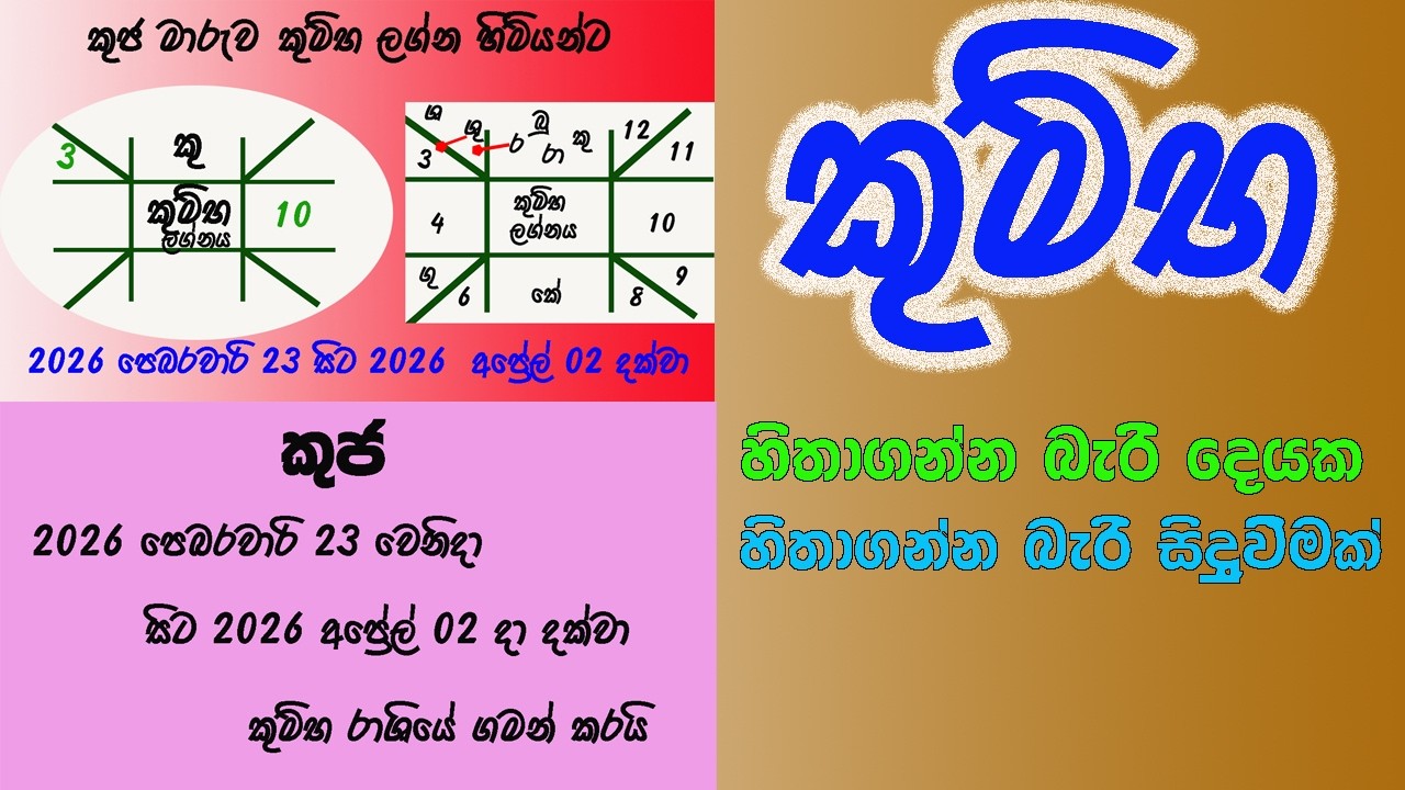 කලබල වෙන්නේ නැතුව නිවිසැනසිල්ලේ මේ කියන කතාව පැහැදිලිව අහගන්න , lagna palapala kumbha 2026 -2-23
