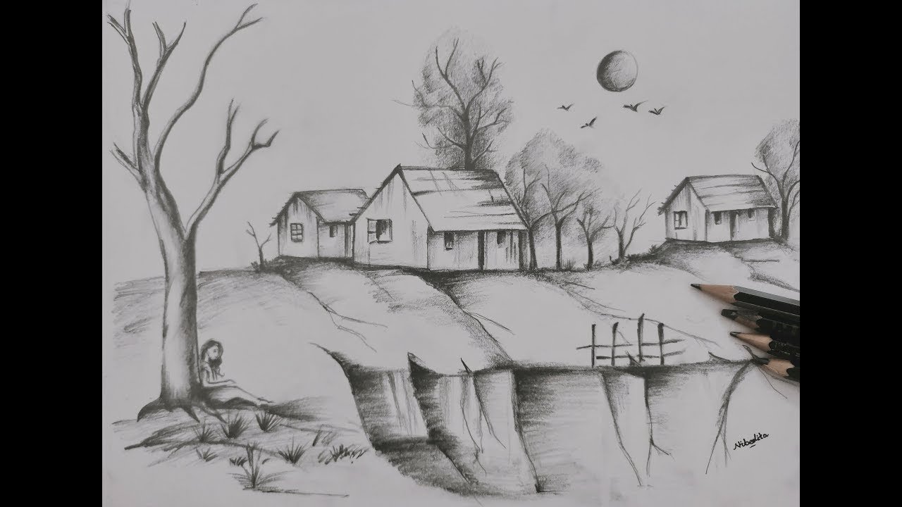 How to Draw an Easy Landscape using Shading Pencils