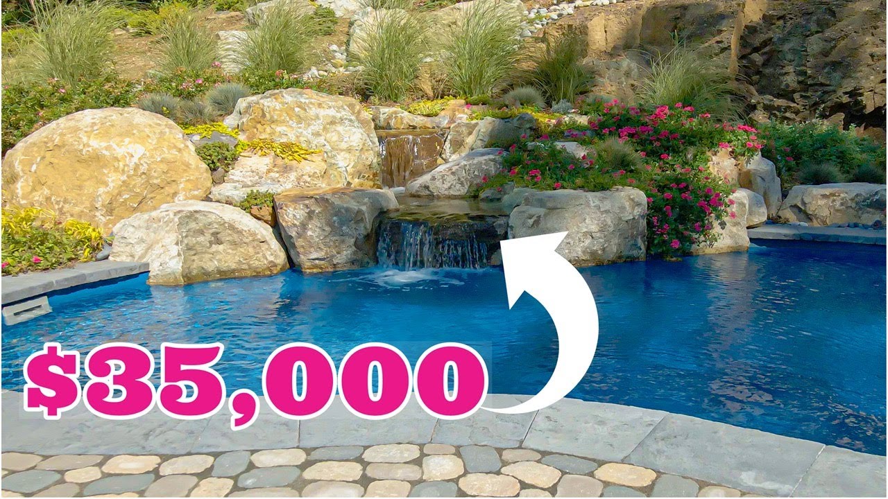 Boulder WATERFALL on FIBERGLASS POOL