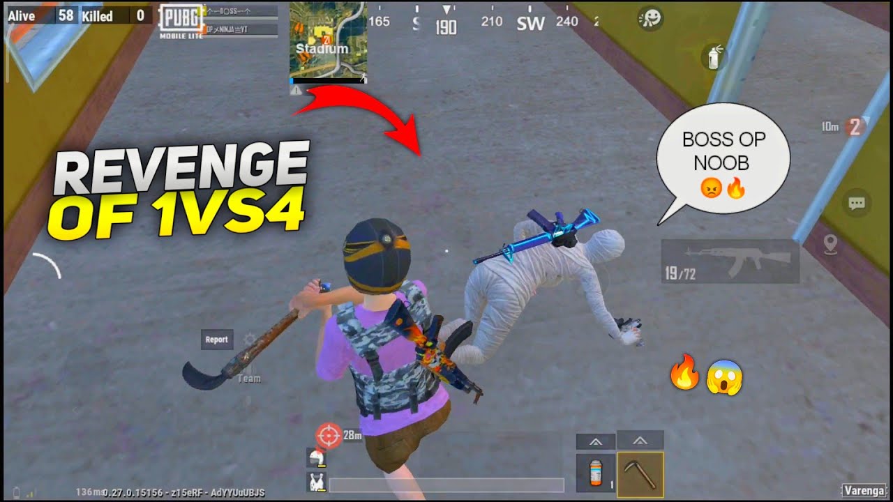 REVENGE OF 1VS4 🔥 PUBG LITE REVENGE VIDEO || BOSS OP