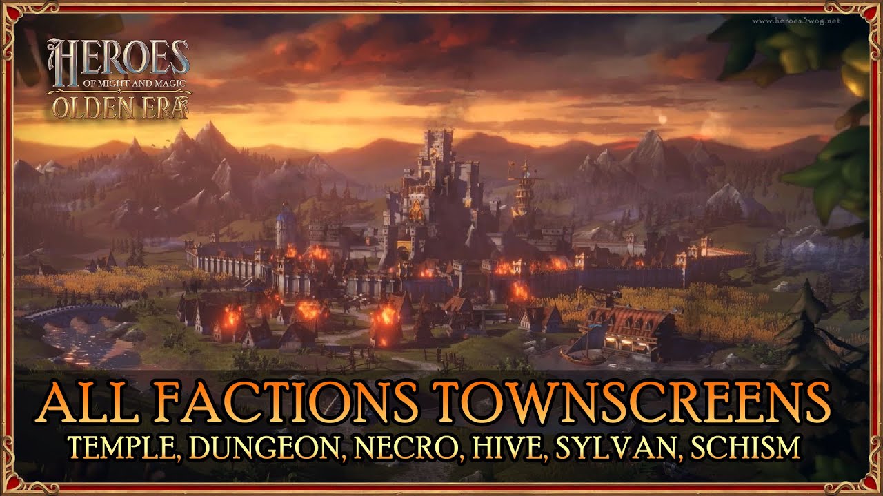 HoMM: Olden Era - All 6 factions townscreens (Temple, Dungeon, Necro,  Hive. Sylvan & Schism)