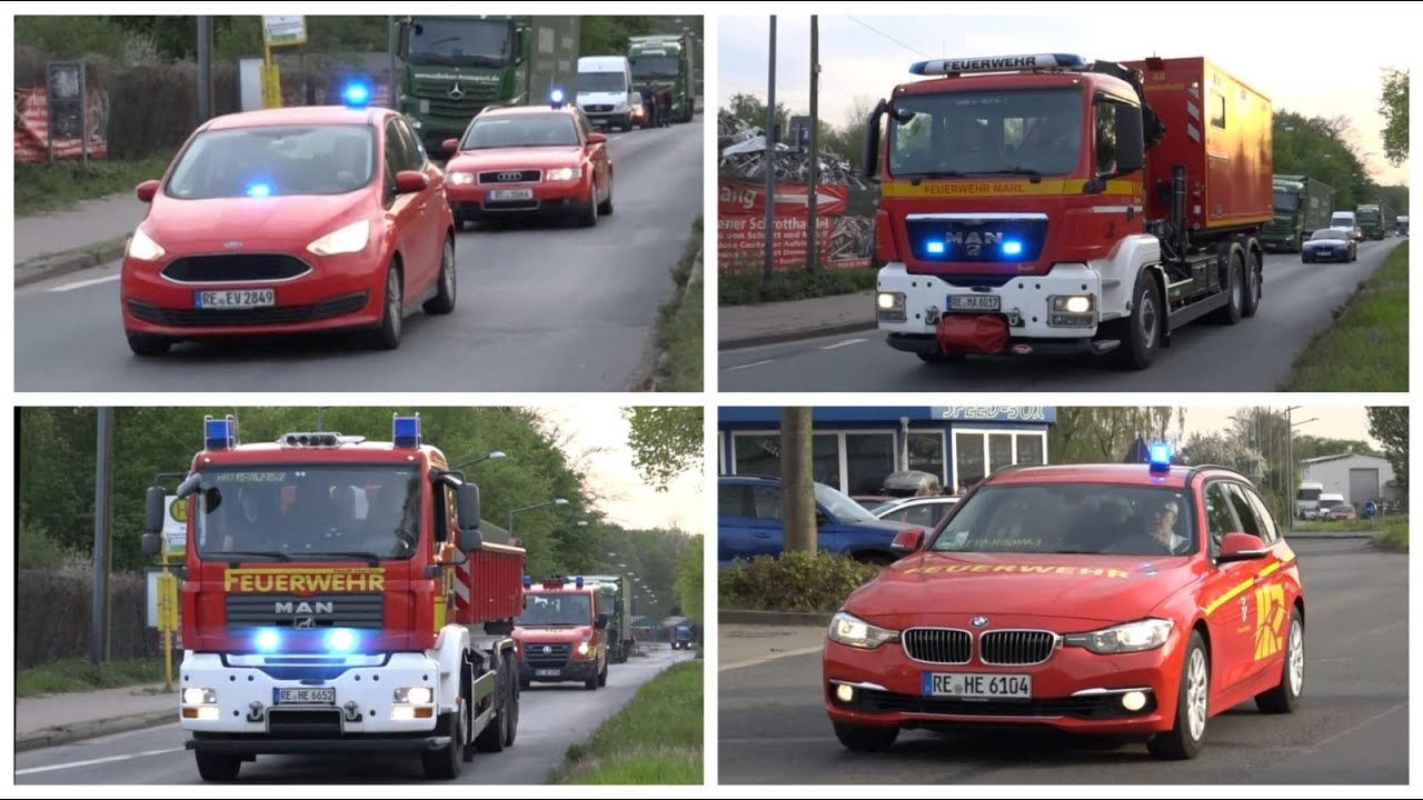 [Großbrand in Lagerhalle - Werkfeuerwehr im Einsatz] Einsatzfahrten aus dem Kreis Recklinghausen