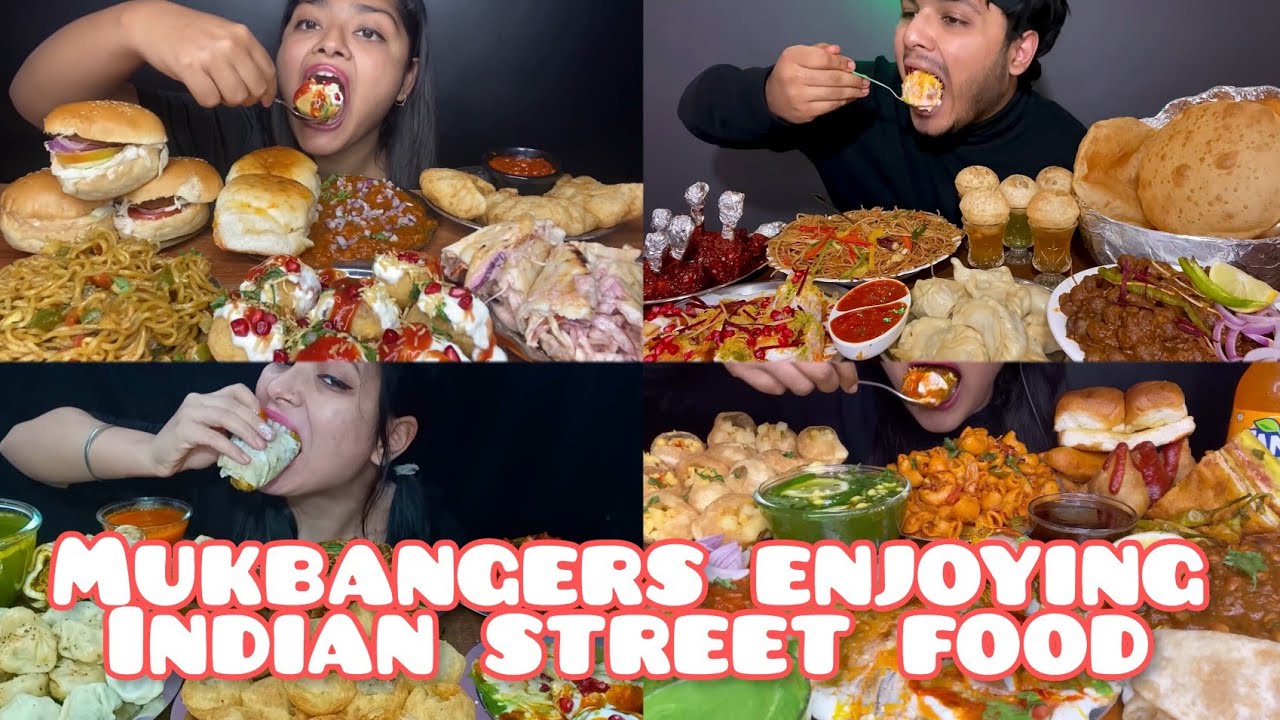 mukbangers enjoying Indian street food