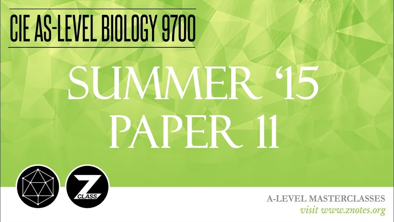 CIE AS Biology 9700 | S15 P11 | Solved Past Paper