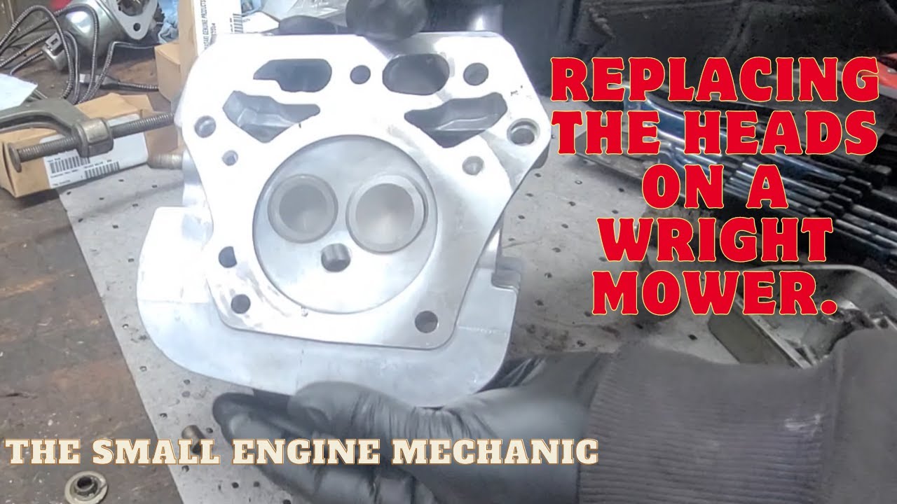 Replacing the Cylinder heads on a Wright Mower.