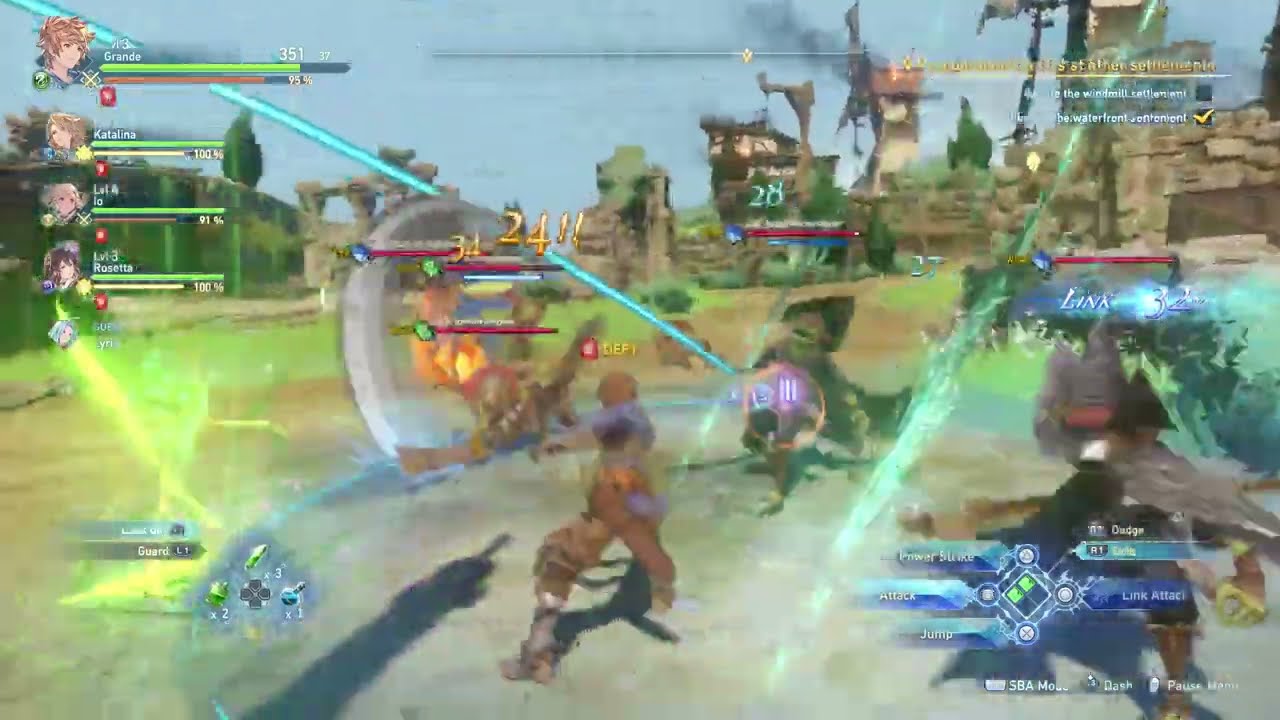 Granblue Fantasy Relink Use Rosetta Link Attack Sullen Rose Combine to Galeburst Defeat Big Goblin