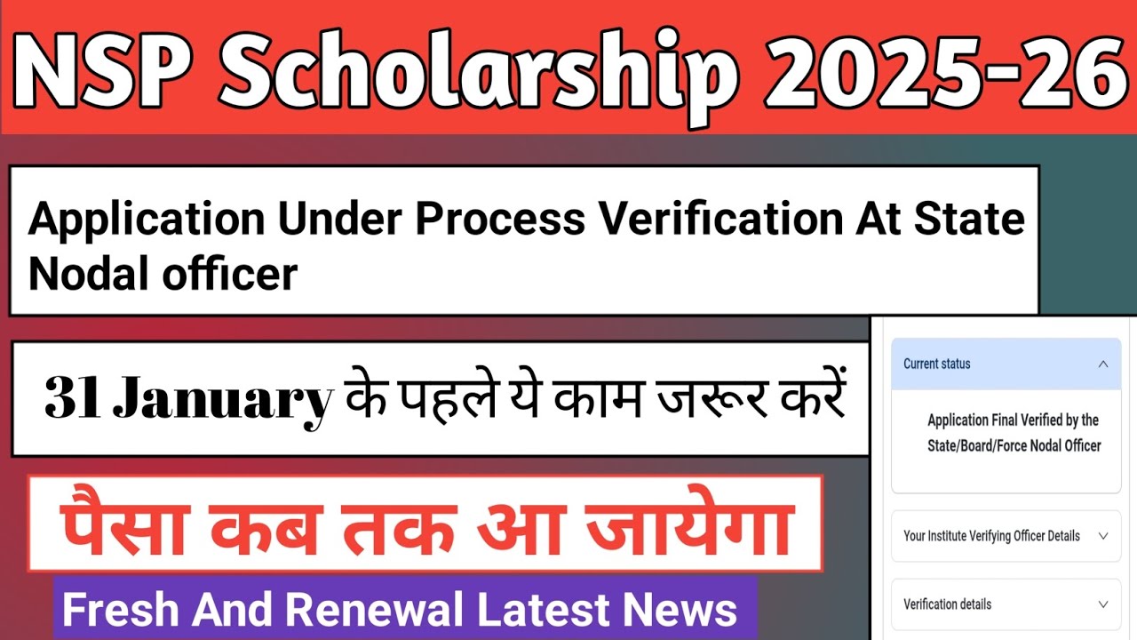 Application Under Process State Nodal officer | Verification Last Date | Fresh And Renewal | NSP2026