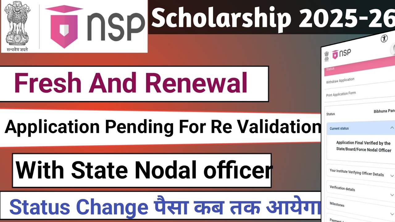 NSP Re Validation Status | Fresh And Renewal Re Validation Status change | Status Change 2025-26 
