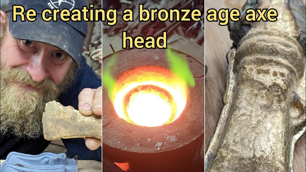 Casting process of a Bronze age axe mould #bronzeage #axemaking #history