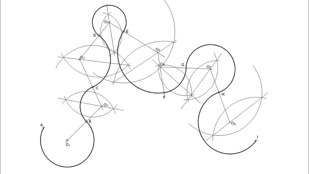 Joining points drawing tangent arcs