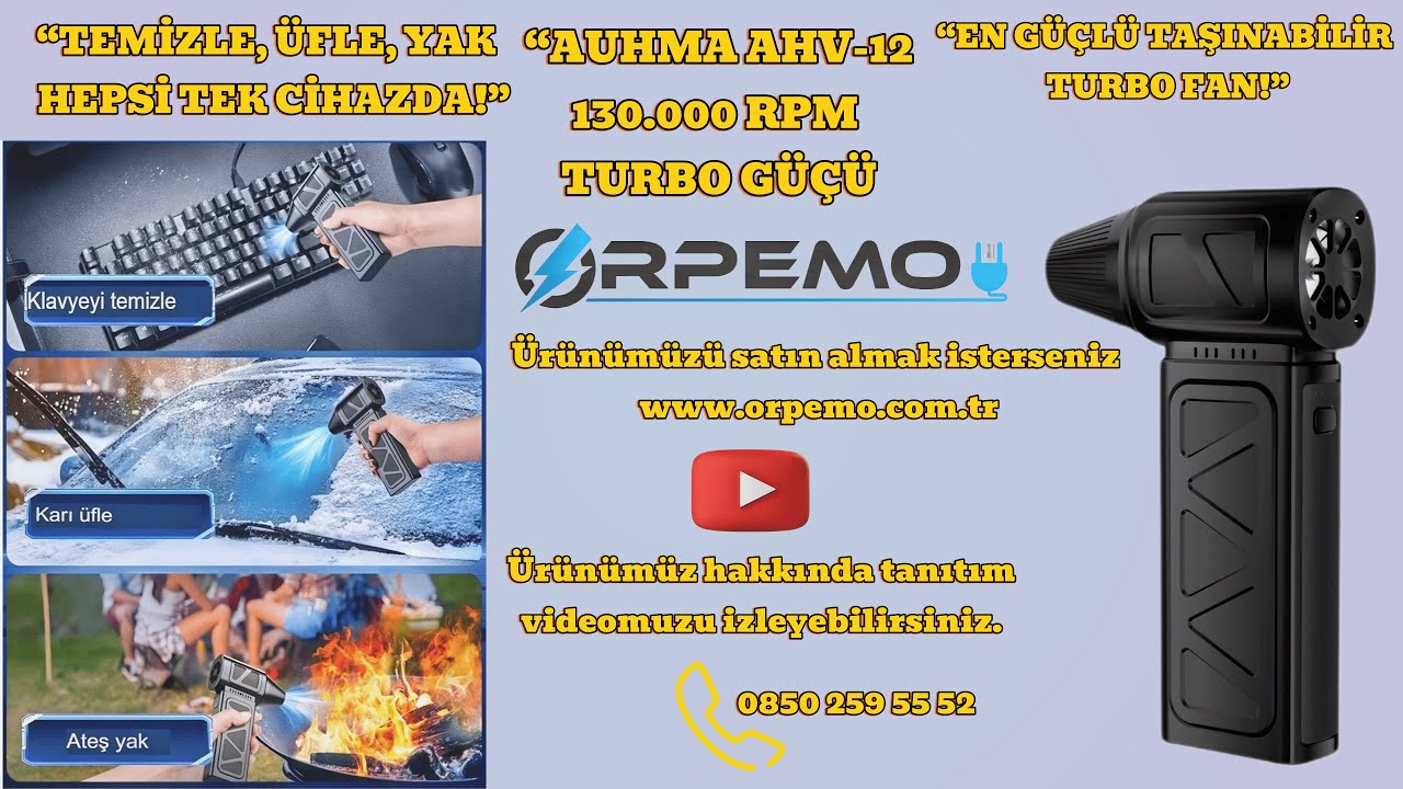 Auhma AHV-12 Turbo Fan | 130.000 RPM Gücüyle Her Yerde Temizlik! ⚡