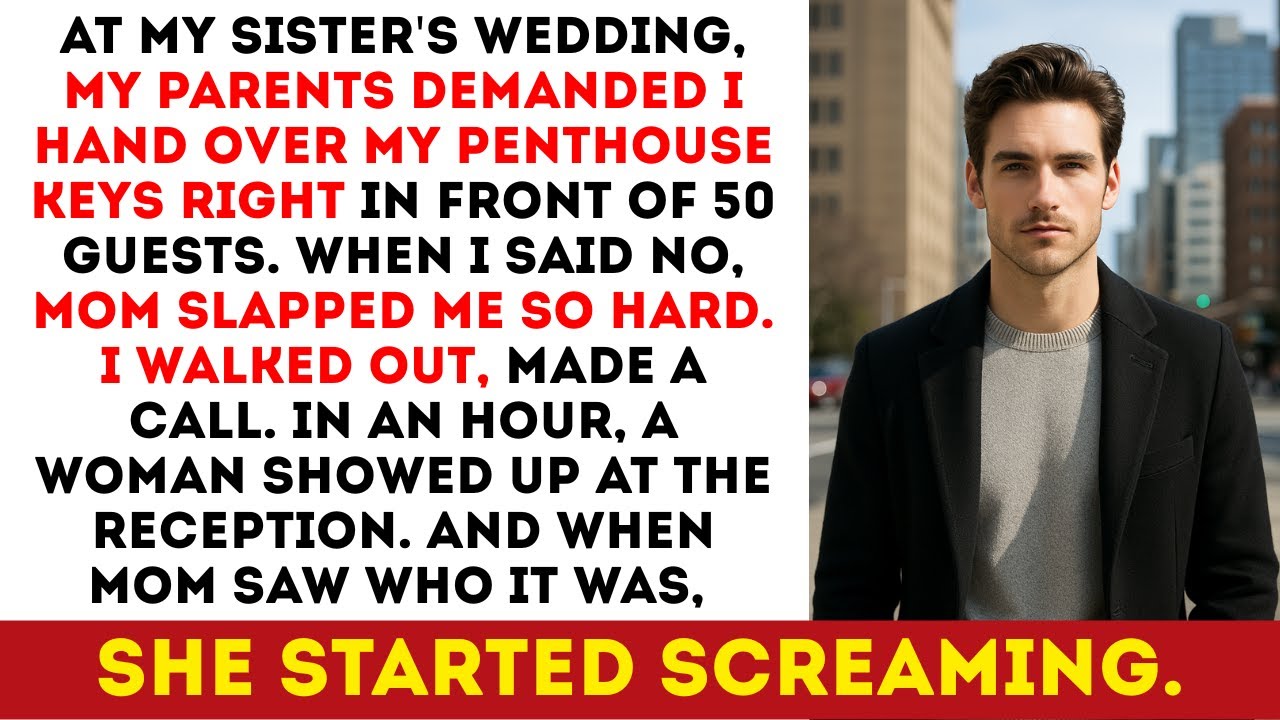 At My Sister’s Wedding, My Mom Slapped Me When I Refused to Give Her My Penthouse — I Chose Revenge.
